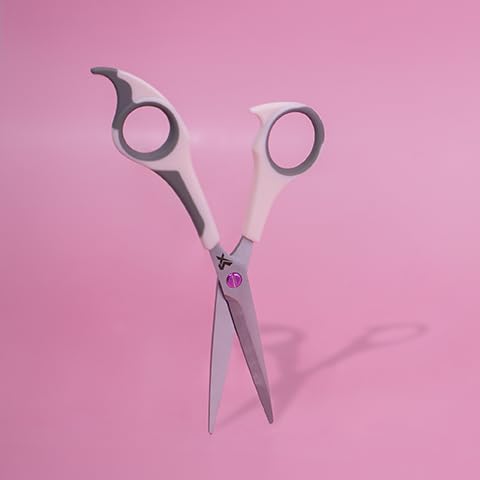 Cricket Style Xpress Pretty Daze Hair Cutting Scissors - Sharp Micro-Serrated Beveled Blades, Stainless Steel Shears Hair Scissors - Wet & Dry Use, Barber Accessories - 5.75", Soft Pink and Gray