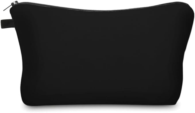 Small Makeup Bag Cosmetic Bag for Women, Pretty Design Organizer Case with Zipper Closure, Lightweight and Water-Resistant Make Up Bag - 8.65"x 5.35" x 7.08"（Solid Black）