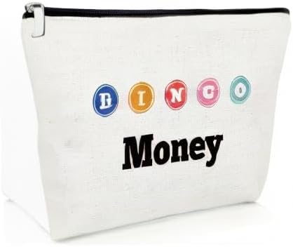 Bingo Gifts Bingo Money Game Makeup Bag Funny Gambler Gifts for Player Casino Lovers Cosmetic Bag Casino Gambling Presents for Best Friend Christmas Birthday Travel Cosmetic Pouch Gambling Presents
