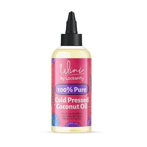 Locsanity Wini Pure 100% Cold Pressed Coconut Oil for Hair and Skin | Non-GMO | Unscented - 4 fl oz: Moisturizing Oil for Hair Care, Skin Hydration, Nail Care & Relaxing Massage