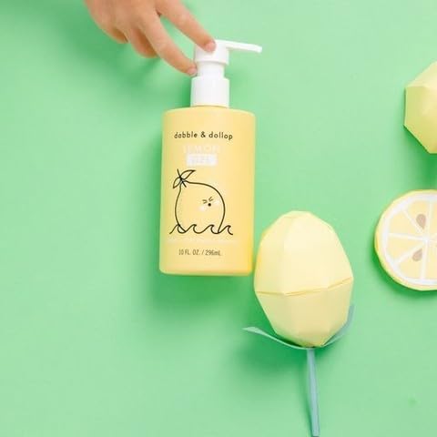 Dabble & Dollop Lemon Body Wash & Shampoo – 3-in-1 Natural Bubble Bath for Kids, No Parabens or Sulfates, Vegan, Gluten-Free, Tear-Free (10oz, Pack of 2)