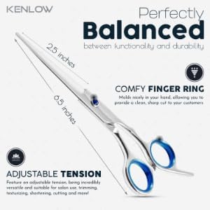 Hair Cutting Scissors, KENLOW Professional Hair Scissors With Comfortable Removable Finger Grips. Perfect As Hair Shears For Hair Cutting Or Barber Scissors. Haircut Scissors For Salon Or Home Use.