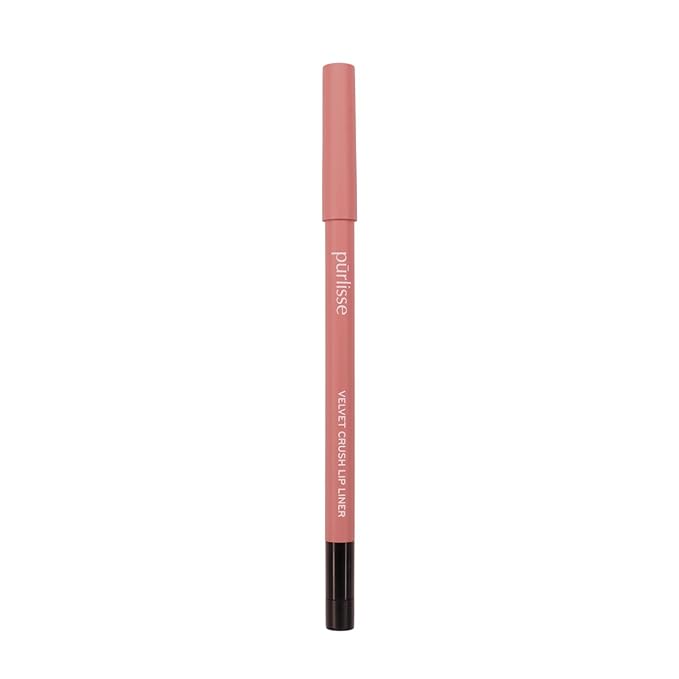 pūrlisse Velvet Crush Long Lasting Creamy Lip Liner Pencil - Matte Smudge-Proof Lip Pencil - Enriched with Bakuchiol, Macadamia Seed Oil & Shea Butter to Soften & Smooth - Pink Nude (0.02 oz)