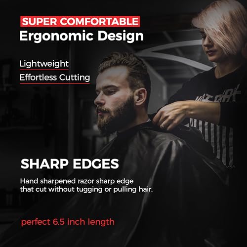 Suvorna 6.5" Professional Hair Scissors Set with Thinning Shears for Hair Dressers, Barbers and Professionals - Extremely Sharp Hair Cutting Scissors Set for Thinning, Layering and Cutting.