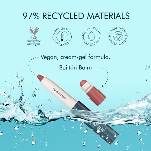 TRE'STIQUE Matte Lip Crayon, Matte Lipstick With Built-in Lip Gloss Balm, 2-in-1 Lip Liner Set With Lip Crayon and Lip Balm, Lipstick and Lip Gloss Kit (Belize Bordeaux Refillable)