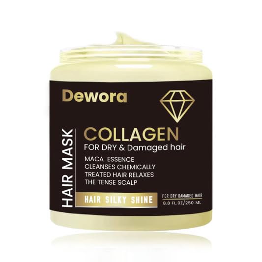 Collagen Hair Treatment Mask, for Dry & Damaged Hair, (Trataniento Para Cabella Seco y Matratados) is Keratin, Maca Essence All Cleanses Treated Hair Relaxes The Tense Scalp 8.8FL OZ,250ml