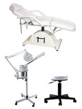 Buy-Rite Gold Facial Spa Package - 2-in-1 Steamer & Mag Lamp, Sheila Facial Bed, Round Stool - Pro Spa Equipment for All Skin Types, BR-GOLDFACIALSPA