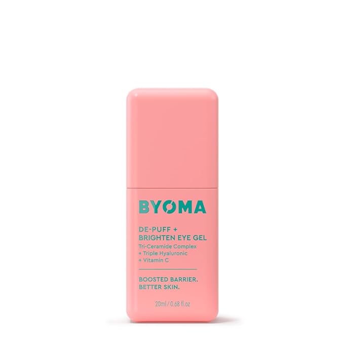 BYOMA De-Puff + Brighten Eye Gel - Lightweight Gel Eye Cream for Dark Circles, Puffiness & Wrinkles - Under Eye Cream With Hyaluronic Acid & Vitamin C - Barrier Repair Skincare - 0.68 fl. oz