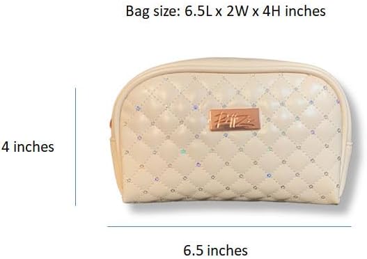 Luxurious Cream Quilted Cosmetic Bag - Elegant Travel & Makeup Organizer