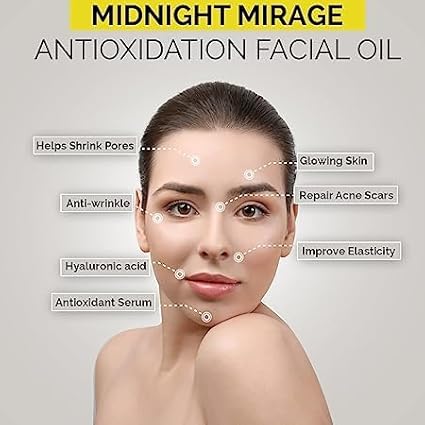 Midnight Mirage Antioxidant Serum for Face + Hydrating & Regenerating Serum | Anti-Aging Serum for Women With Squalane Rosehip Sea Buckthorn Oil | Fine Lines and Wrinkles Care(15ML)