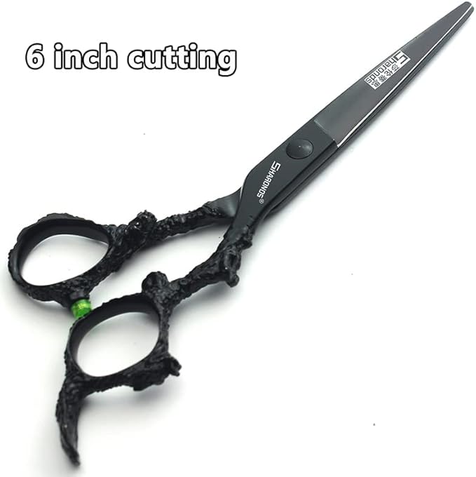 6 inch hair stylist barber scissors black plate dragon 440C hairdressing cutting scissors+thinning scissors (6 inch 3PC)