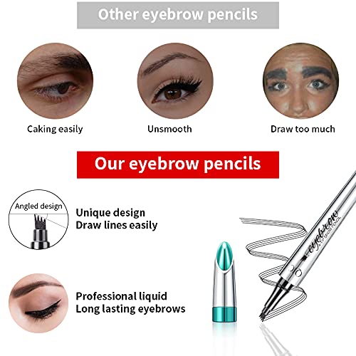 Microblading Eyebrow Pencil, Eyebrow Pen with an Upgrade Micro-Fork Tip Applicator, Waterproof Microblading Brow Pen,Last All Day, Brow Pencil for Natural Looking Brows Makeup (Reddish Brown)