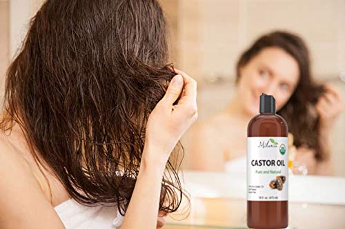 Organic Castor Oil-100% Pure Cold-Pressed Beauty & Skincare Serum-Eyelash & Eyebrow Hair Growth Enhancer-Natural Conditioner