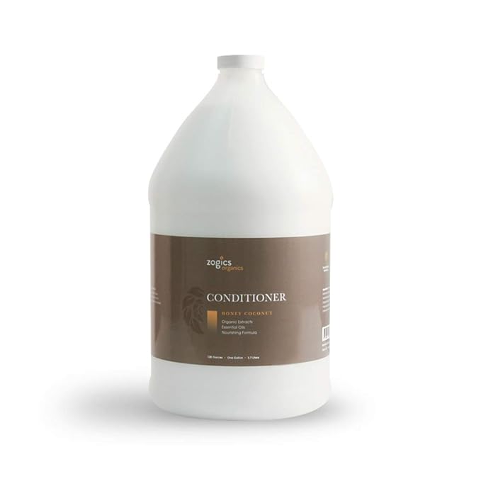 Zogics Organics Conditioner – Organic Conditioner for Hair, Hydrating Deep Conditioner with Natural Ingredients like Honey Powder, Aloe Vera, Avocado, and Jojoba (Honey Coconut, 4 Gallon Case)