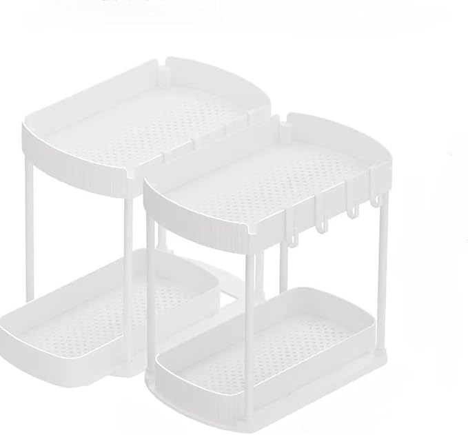 Ukeetap 2 Pack Multi-Purpose Pull-Out Storage Organizers, Under Sink & Cabinet Storage, 12.8 Inch, White (白色)