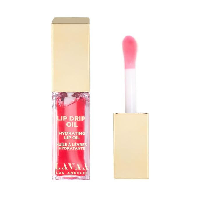 Lavaa Beauty LIP DRIP OIL Glossy Non-Sticky Lip Oil | Hydrating & Nourishing Jojoba Oil, Vitamin E, and Hyaluronic Acid (Raspberry)