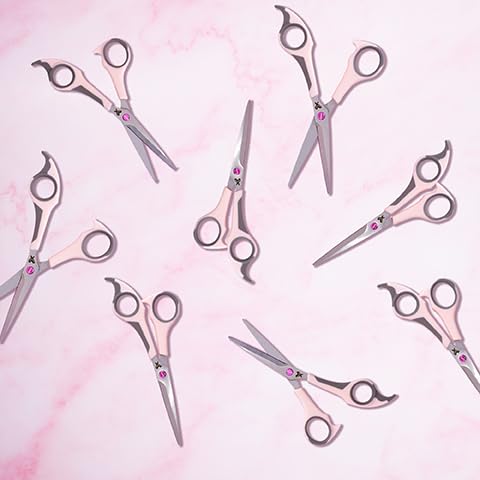 Cricket Style Xpress Pretty Daze Hair Cutting Scissors - Sharp Micro-Serrated Beveled Blades, Stainless Steel Shears Hair Scissors - Wet & Dry Use, Barber Accessories - 5.75", Soft Pink and Gray