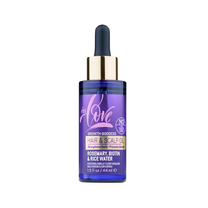 Growth Goddess Hair & Scalp Oil – With Rosemary, Biotin, Organic Rice Water & Jamaican Black Castor Oil – Strengthens & Thickens Curls, Repairs Split Ends, Promotes Hair Growth – 1.5oz