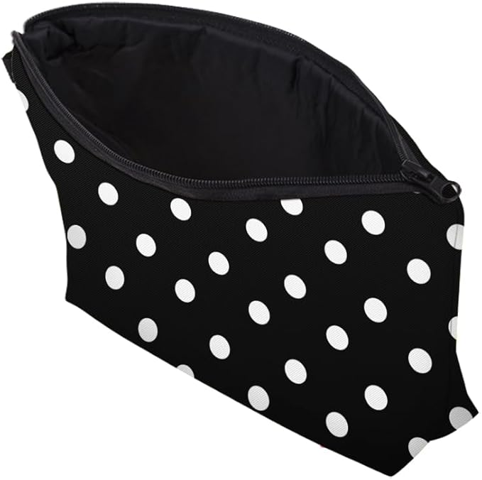 Small Makeup Bag Cosmetic Bag for Women, Pretty Design Organizer Case with Zipper Closure, Lightweight and Water-Resistant Make Up Bag - 8.65"x 5.35" x 7.08"（Polka Dot）