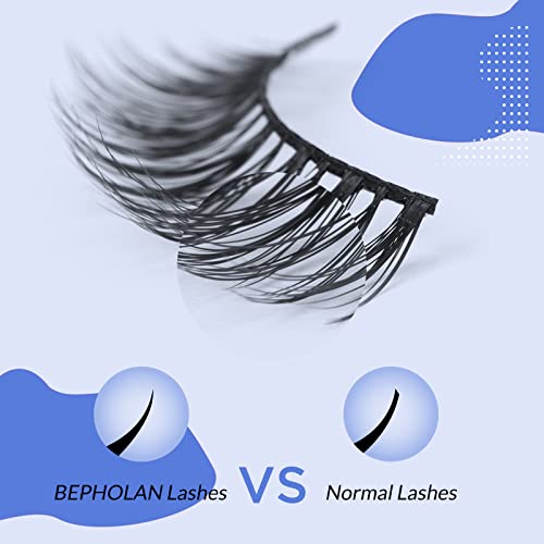Lashes Natural Look False Eyelashes - Bepholan Fake Eyelashes 3D Fluffy False Lashes Black Band Wispy Lashes 3-Pack Faux Mink Lashes,XMZ27-3