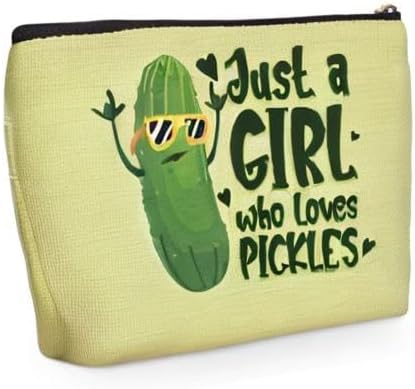 Cute Pickles Makeup Bag Pickle Gifts Cosmetic Travel Bags Pickle Accessories Decor Stuff for Vegetable Pickles Lovers Women Girls Sister Best Friend Mom Chef Funny Skincare Bag for Christmas Birthday