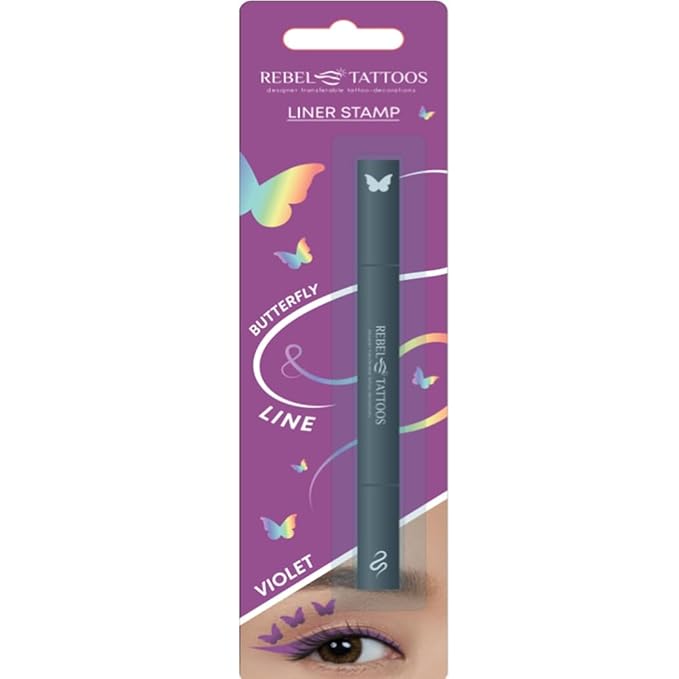 2-in-1 Eyeliner Stamp, Pigmented Intense Black Formula, Smudge-Budge Proof, Sweatproof, 24 Hour Stay Eyeliner Stamp (purple butterfy)