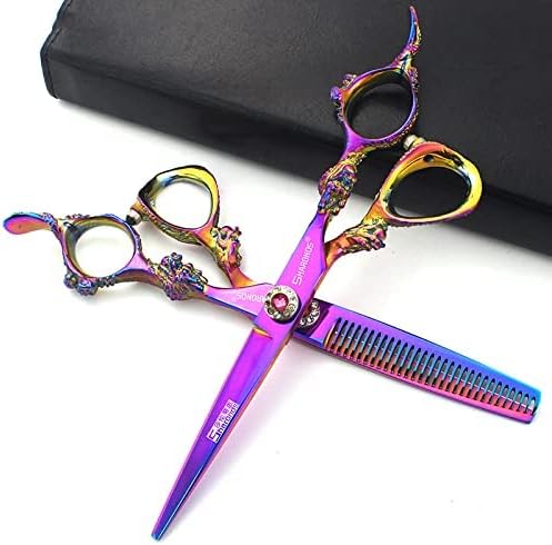 5.5/6 /7 Inch Purple Dragon Knight Professional Japanese Hair Scissors Barber Scissors Set (6 inch 2pc-A)