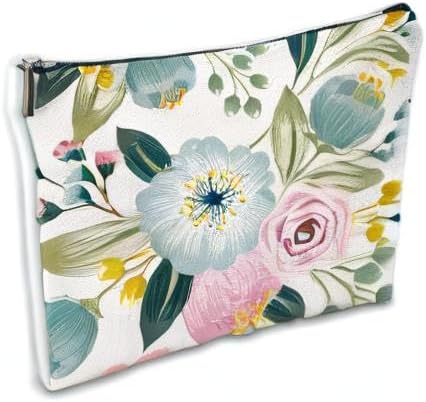 Makeup Bag Spring Flowers Cosmetic Bag Mini Portable Travel Toiletry Bag Organizer Makeup Brushes Aesthetic Accessories Waterproof Storage Bag for Women