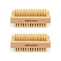 Wild & Stone | Wooden Nail Brush | Double-Sided Natural Sisal Fingernail and Toenail Brush | FSC Certified Beechwood & Sisal Fibres | Vegan & Plastic Free (2 Pack)