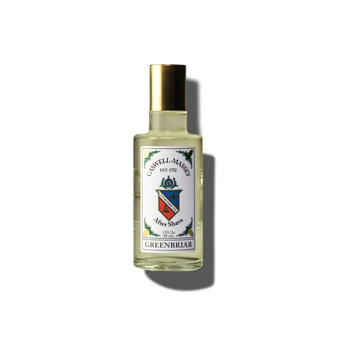 Caswell-Massey Greenbriar Gold Cap After Shave, Soothing Aftershave with Petitgrain, Mandarin & Sage, 3 Fl Oz