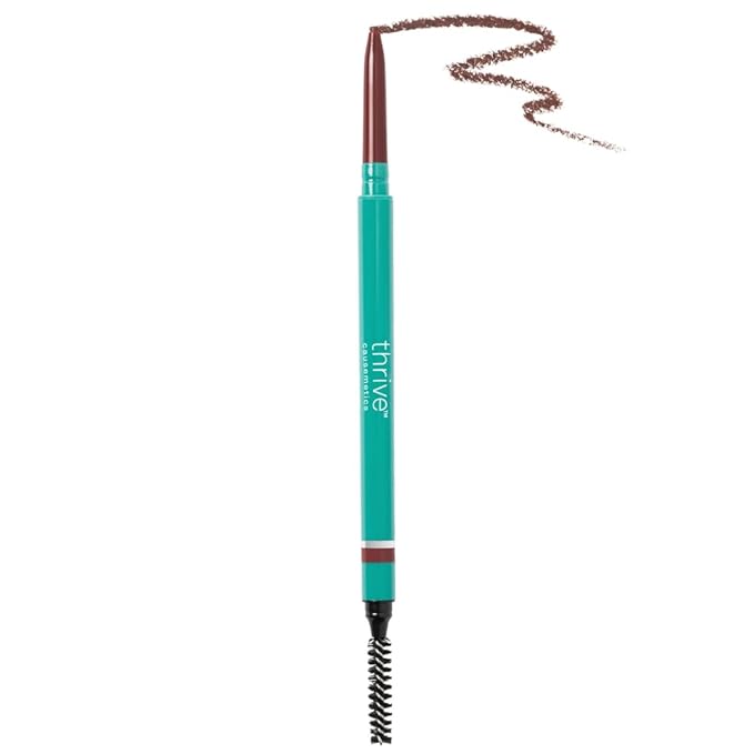 Thrive Causemetics Infinity Waterproof Eyebrow Pencil, Retractable Brow Pencil with Hyaluronic Acid & Shea Butter, Dual Ended Eyebrow Brush Spoolie, Fine Tip, Vegan & Cruelty Free, Merida (Auburn)