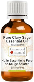 Greenwood Essential Clary Sage Essential Oil (Salvia sclarea) Pure | Non-Sticky | Non-Greasy | Lightweight | Men & Women | All Skin Types | Steam Distilled 10ml (0.33 oz)