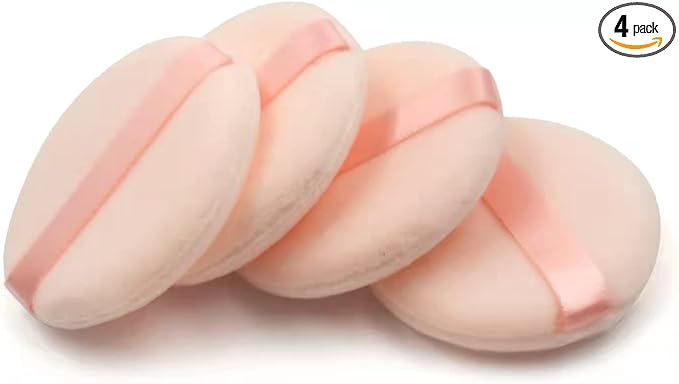 4 Pieces Cotton Powder Puff, Soft Makeup Puff for Loose Powder Foundation, Face Puff Pads Body Cosmetic Foundation (Nude, 3.15 Inch)