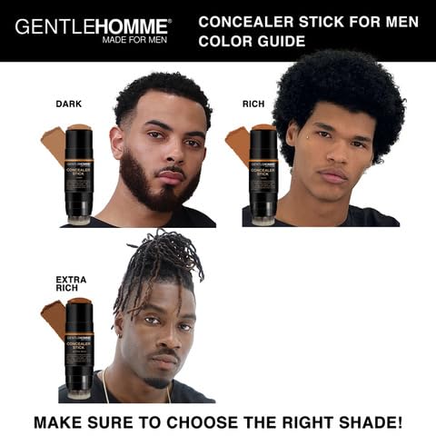 Gentlehomme - Concealer Stick - Men’s 2-in-1 Concealer & Brush - For Blemishes, Dark Circles, Scars, Acne & Uneven Skin Tones - Natural Finish - All Skin Types - Vegan - Rich - 1 Stick