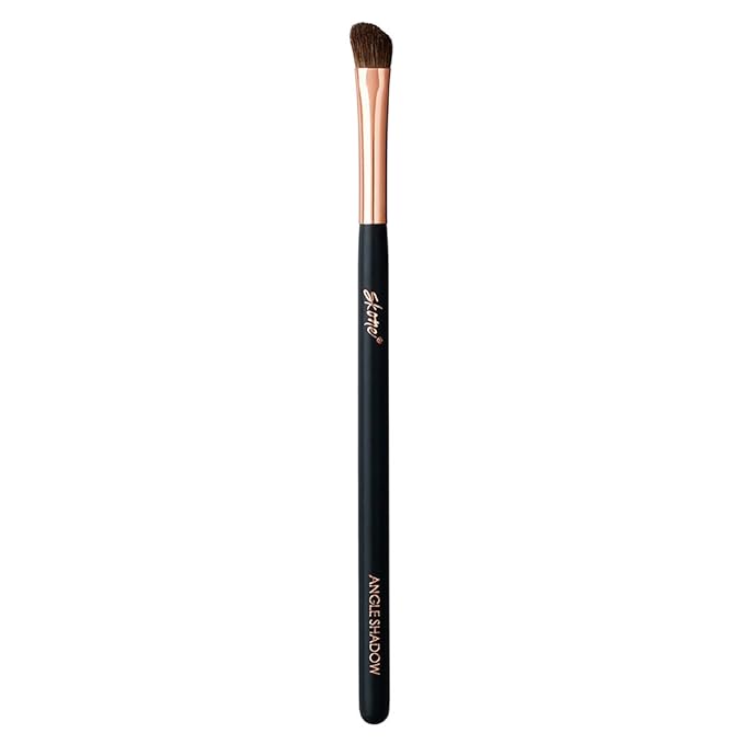 Skone Cosmetics Angle Shadow Brush - Luxe Premium Rose Gold and Synthetic Black Eye Shadow Angle Brush - Professional Grade Nylon Angled Shading Eyeshadow Brush - Angled Brush Eye Makeup Tool For Blending Shadow Creases and Corners - Cruelty Free Makeu...