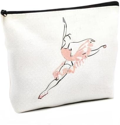 fkovcdy Ballet Makeup Bag Ballerina Ballet Dance Bag Dancer Gifts for Teens Girls Ballet Lovers Dance Teacher Student Ballet Recital Gift Toiletry Bag Zipper Pouch for Women Friends Birthday
