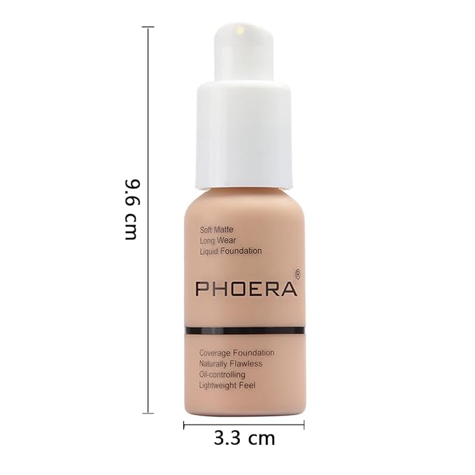 2 Pack PHOERA Foundation,Flawless Soft Matte Liquid Foundation 24 HR Oil Control Concealer Foundation Makeup,Full Coverage Foundation for Women and Girls (102 Nude)