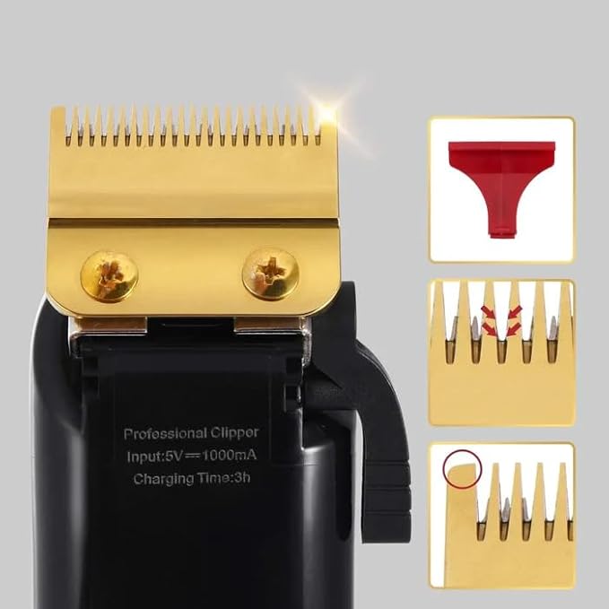 Professional Hair Clipper, 2-Speed Cordless Hair Cutting Kit 5500RPM, 2000mAh Rechargeable Battery with 6 Attachment Guards, Precise Stainless Steel Cutting Blade