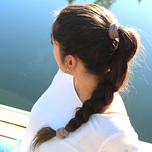 Burlybands Large Hair Ties for Thick, Heavy or Curly Hair - Non-Slip, Non-Damage, Seamless Women's Ponytail Scrunchies - Lt Brown, 8 Pcs
