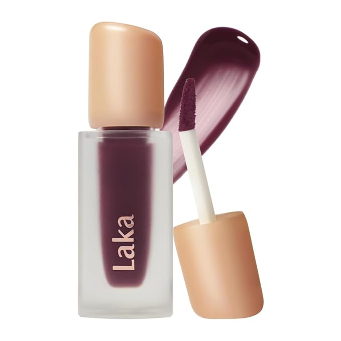 Laka Fruity Glam Tint, 4.5g/0.15oz, Glowing Lip Stain with Wide Color Spectrum, Hydrating & Lightweight Texture, Long-Lasting Bold Stain, Non-Sticky, Vegan, K-Beauty (#123 Unsweet Berry)