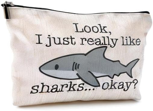 Shark Makeup Bag - Cosmetic Bags With Zipper, Gifts for Shark Lovers
