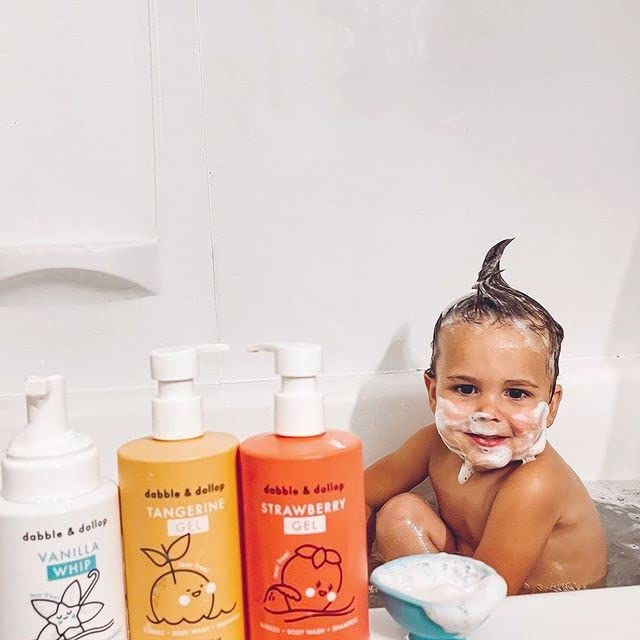 Dabble & Dollop Tangerine + Vanilla Body Wash & Shampoo – 3-in-1 Natural Bubble Bath for Kids, No Parabens or Sulfates, Vegan, Gluten-Free, Tear-Free (2-Pack)