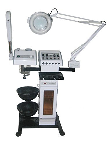 Buy-Rite Silver Skin Care Spa Package - 10-in-1 Professional Skin Care Machine, Hydraulic Facial Bed, White Rolling Stool & Utility Cart - Complete Esthetician Setup, BR-SILVERSKINCARE