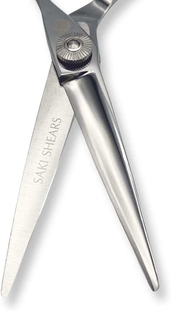 Saki Shears Tsuru Hair Cutting Scissors - Polished Japanese Steel- 6" Hair Shears for Barbers and Hair Stylists - Thumb Screw for Easy Tension Adjustment