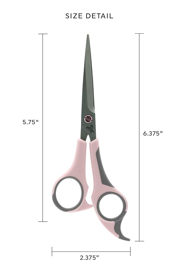 Cricket Style Xpress Pretty Daze Hair Cutting Scissors - Sharp Micro-Serrated Beveled Blades, Stainless Steel Shears Hair Scissors - Wet & Dry Use, Barber Accessories - 5.75", Soft Pink and Gray
