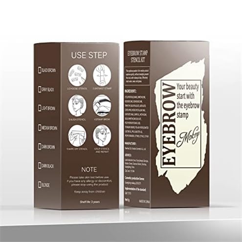 Eyebrow Stamp Stencil Kit - 24PCS Eyebrow Stencils for Perfect Brow, Eyebrow Stamp Long-lasting Waterproof & Smudge-Proof, Eyebrow Kit with Eyebrow Brush for Thin & Thick Brow (Dark Black)
