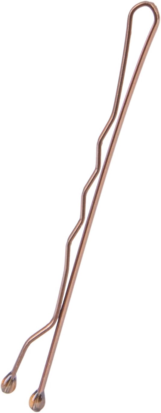Amazon Basics No Slip Bobby Pins, 48 count, Brunette Brown, High Gloss Bobby Pins for Pain Free, Comfortable, All-Day Styling and Up Dos. For All Hair Types