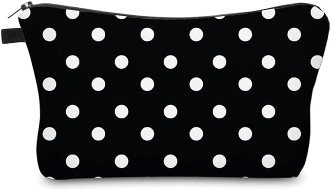 Small Makeup Bag Cosmetic Bag for Women, Pretty Design Organizer Case with Zipper Closure, Lightweight and Water-Resistant Make Up Bag - 8.65"x 5.35" x 7.08"（Polka Dot）