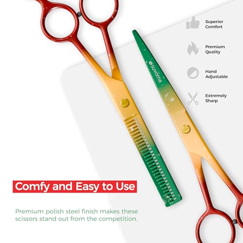 Suvorna 6.5″ Professional Hair Cutting Scissors with Thinning Shears for Hair Cutting & Trimming– Stainless Steel Haircut Scissors for Professionals & Homeuse - Hair Shears for Women & Men