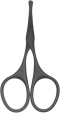 Multicolor Professional Grooming Scissors for Personal Care Facial Hair Removal and Ear Nose Eyebrow Trimming Stainless Steel Fine Straight Tip Scissors 3.9 Inch (Curved Safety Head Black)